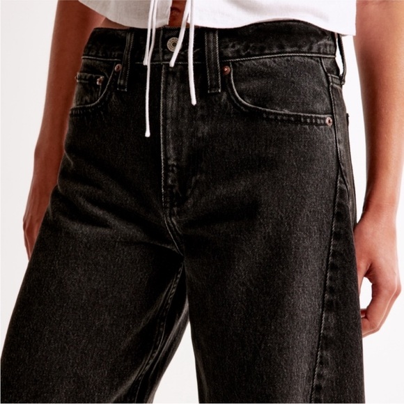 Abercrombie & Fitch Mid Rise Black Barrel Jeans Size 29 Long - Tall Size - Picture 8 of 16